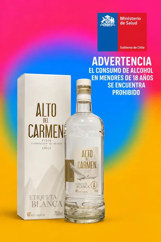 Pisco Alto del Carmen Etiqueta Blanca 40° 750 ml – Pureza y tradición del Valle del Huasco