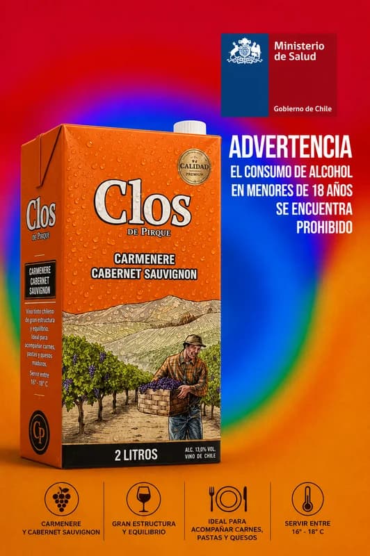 Clos de Pirque Carmenere Cabernet Sauvignon 2 L (Tetra Pak)