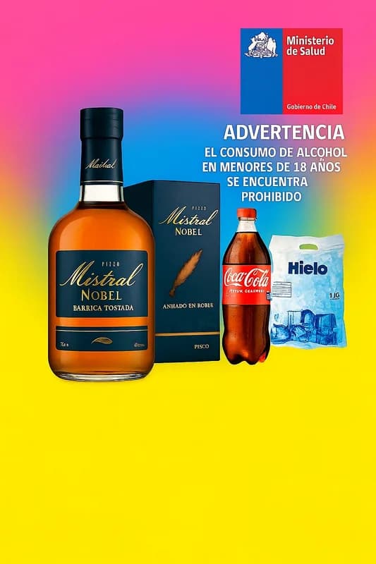 Mistral Nobel Barrica 750 ml + Coca-Cola 2,5 L + Hielo 1 Kg