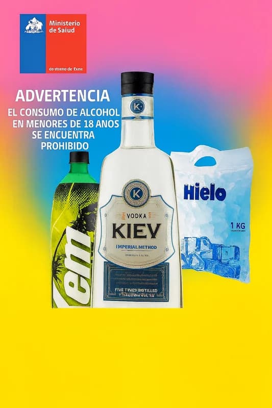 Vodka Kiev 750 Ml + Kem Extreme 1,5 L + Hielo 1 Kg