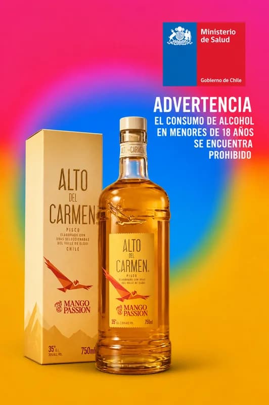 Pisco Alto del Carmen Mango Passion 35° 750 ml – Exótico, refrescante y lleno de sabor