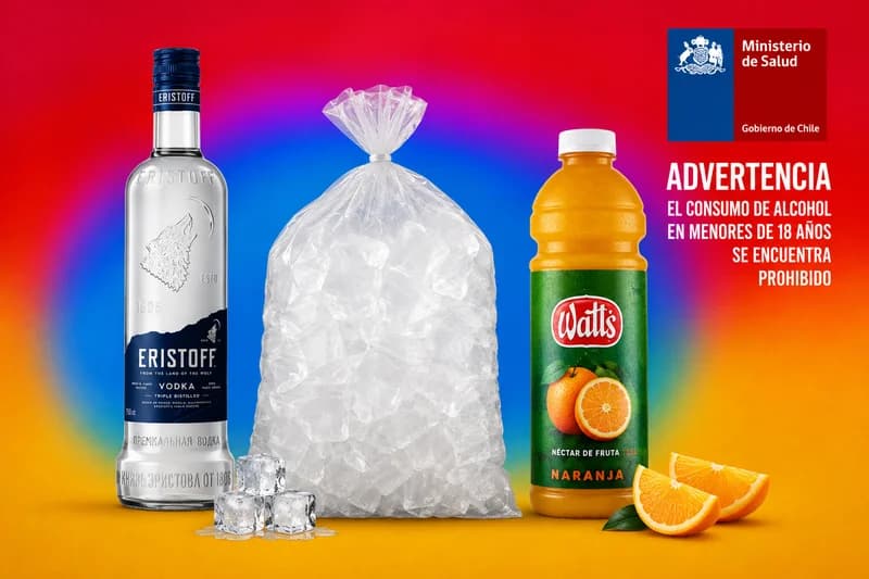 Promoción Vodka Eristoff 950 ml + Jugo Watts Naranja 1,5 L + Bolsa de Hielo